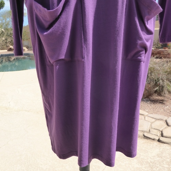 Eileen Fisher Petite Purple Pocket Stretchy Dress - Picture 4 of 8